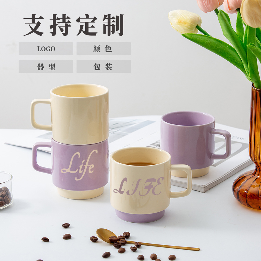 跨境手工欧式咖啡杯子伴手礼水杯马克杯高颜值ins创意陶瓷杯定制