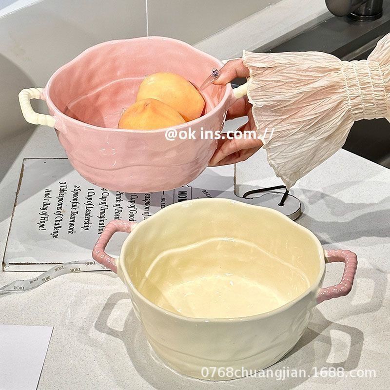 双耳汤碗螺蛳粉碗泡面碗烘焙烤碗陶瓷水果沙拉碗麻辣烫碗家用宿舍